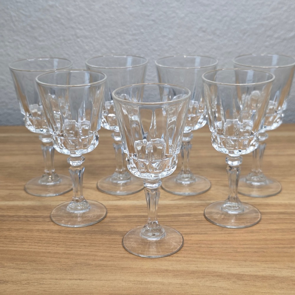 Set Of 7 Vintage Cristal D'Arques-Durand Chantelle Cordial Aperitif Shot Glasses